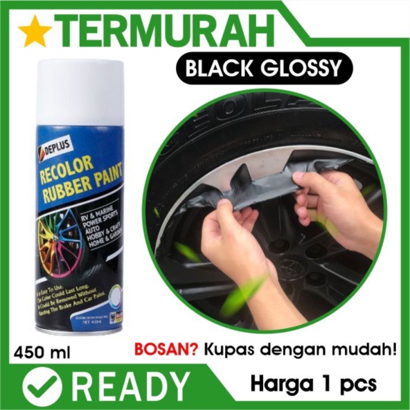 Unik PAINT carlas C4 semprot karet cat Hitam ban RUBBER BLACK velg GLOSSY Diskon