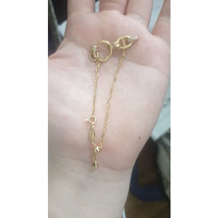 gelang serut bola hitam ring listring pentol emas asli 700 70% 16K