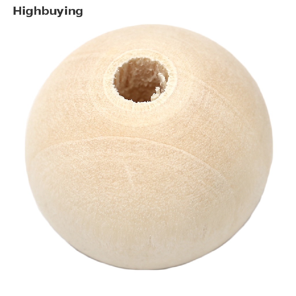 Hbid Manik-Manik Spacer Kayu Bulat Natural Uned Ball Beads DIY Craft Perhiasan Glory