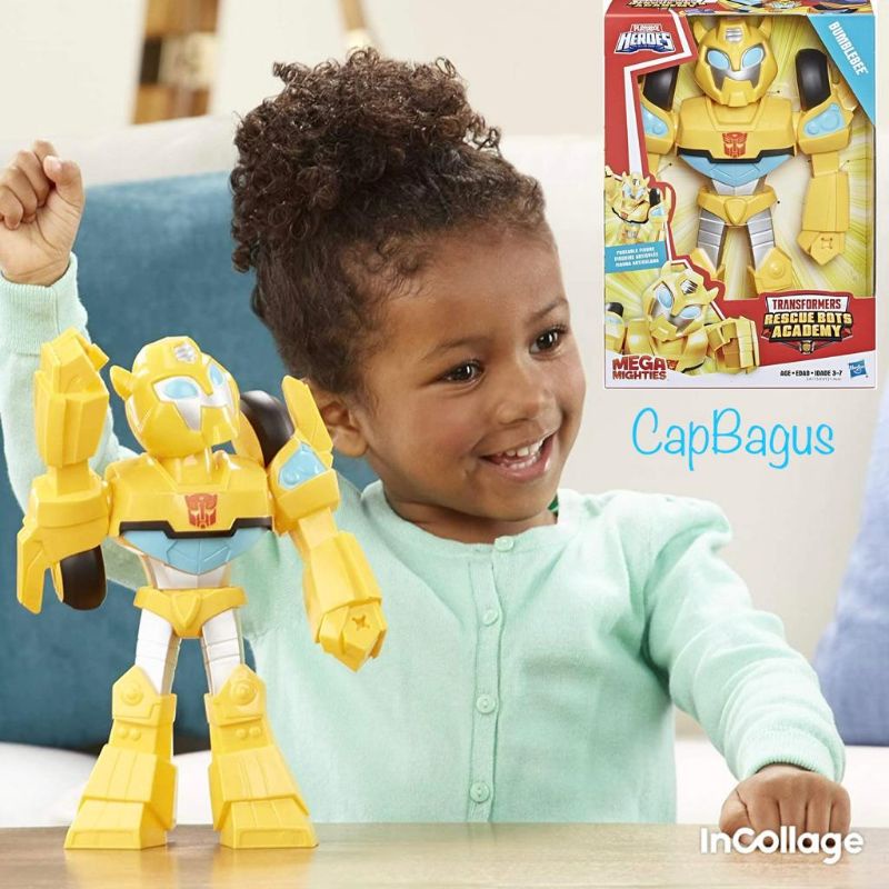 Playskool Mega Mighties Heroes Transformers Bumblebee Robot Yellow Play Skool Transformer Bumble Bee