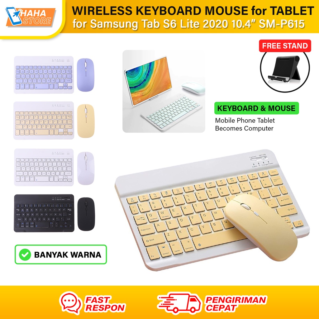 Samsung Galaxy Tab S6 Lite 10.4 inch 2020 P615 P610 Wireless Set Keyboard Mouse Tablet GRATIS Stand 