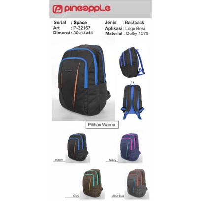 Pineapple 32167 Tas Ransel Sekolah Laptop 14inchi + Raincover
