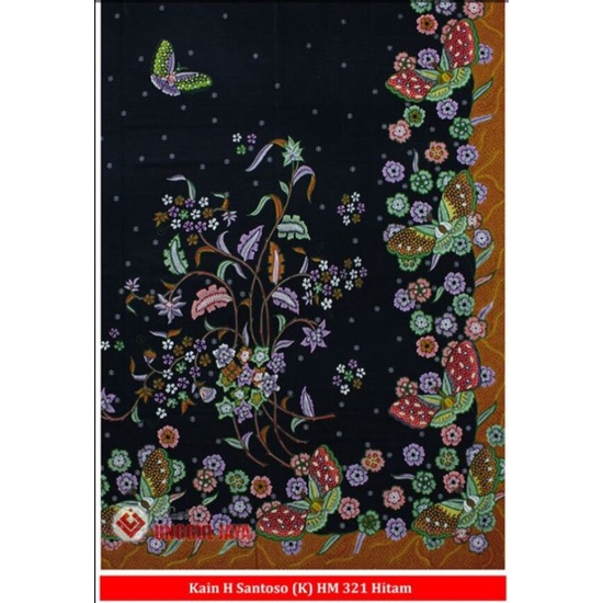 Kain h santoso batik katun primis unggul jaya motif hitam manis 321