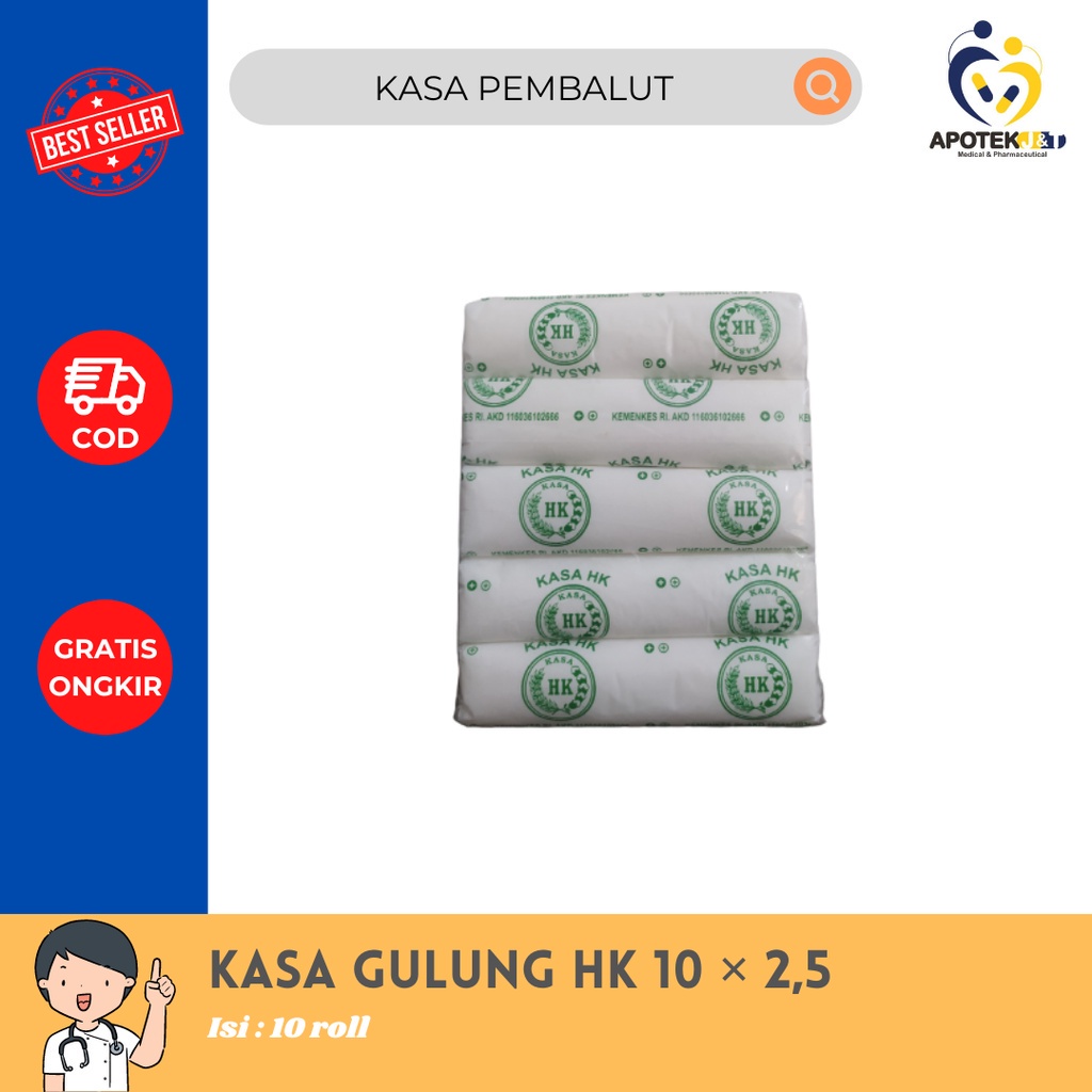 KASA PERBAN GULUNG HK UKURAN 10 CM  X 2,5 Y DAN 5 CM  X 2,5 Y / KASA PEMBALUT / ALAT P3K