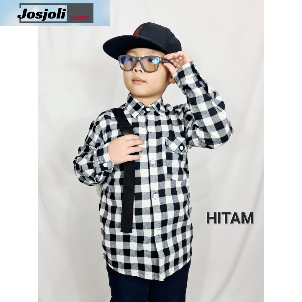 JOSJOLI_STORE/Kemeja Kotak Anak/Kerah KEMEJA Kotak Anak BTS Lengan Panjang/Fashion Anak