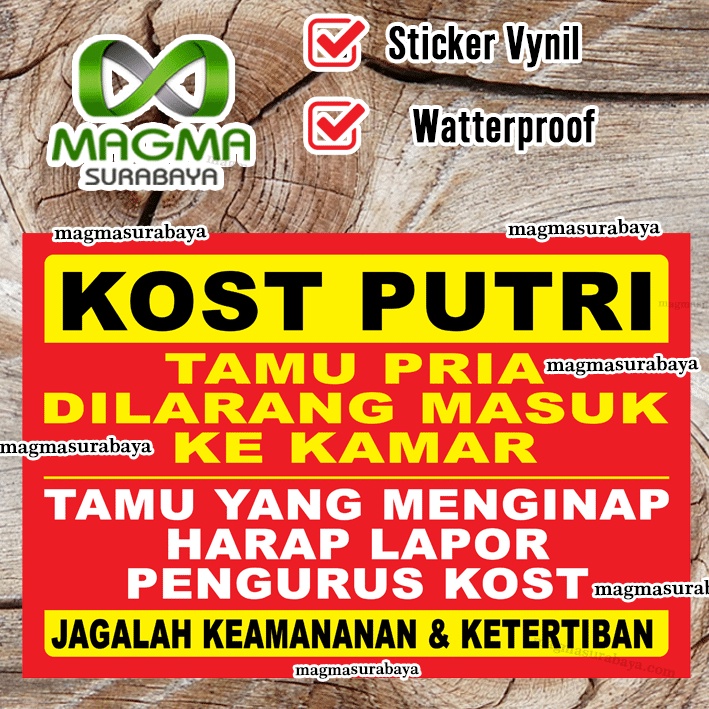 

Stiker Kost Putri Tamu pria dilarang masuk magma surabaya