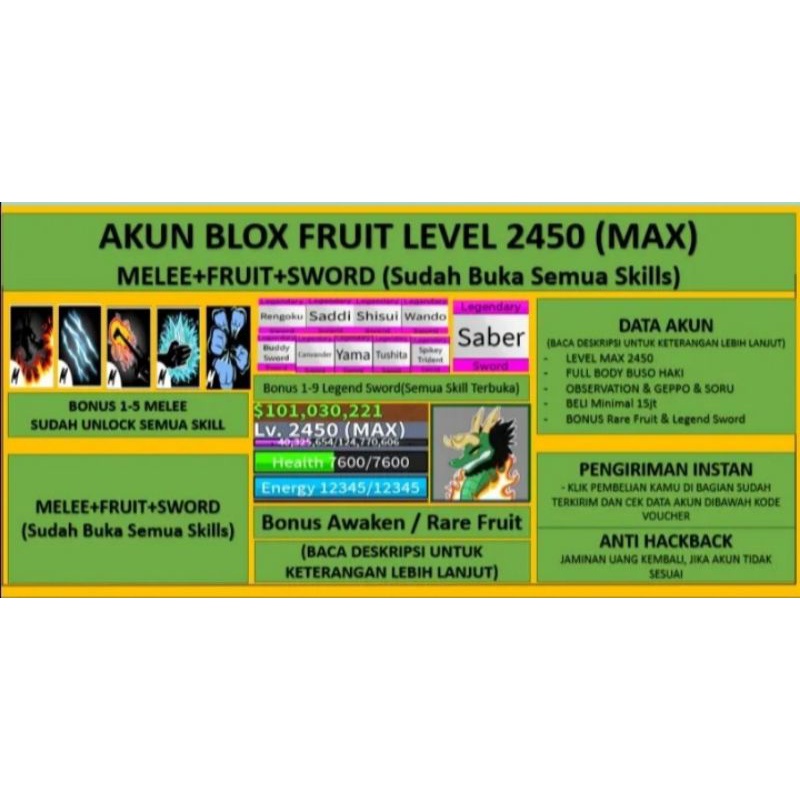 Akun Blox Fruit level max