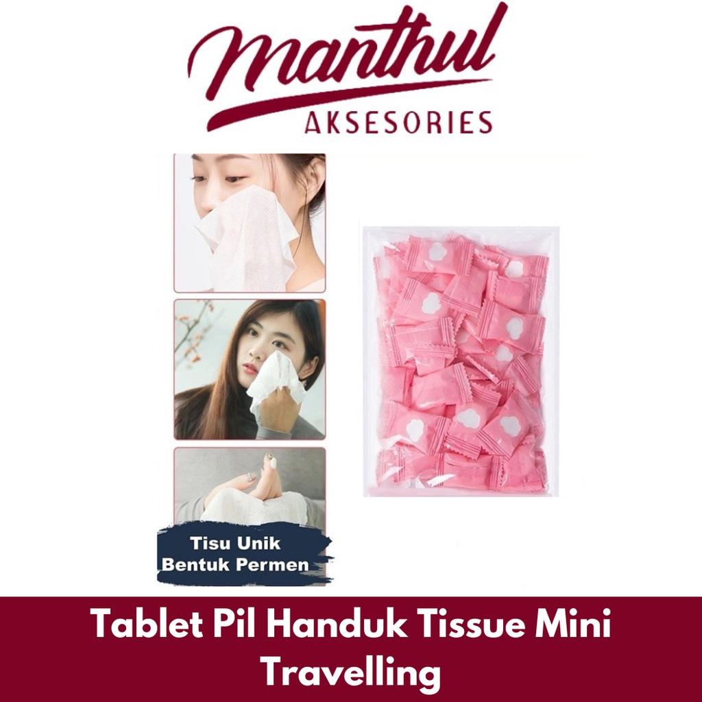 Handuk Tissue Mini Travelling Towel Kompres Bentuk Permen