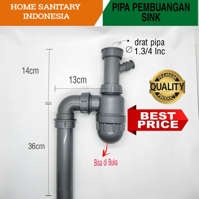 Saringan Selang Pipa Pembuangan Sink Cuci Piring Wastafel Bak Kontrol 1Lubang