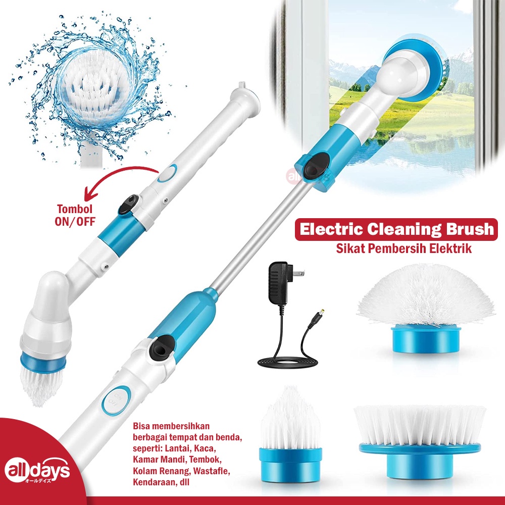 Alldays 3in1 Electric Cleaning Turbo Scrub Brush Adjustable Waterproof Wireless Charge / Sikat Pembersih Otomatis