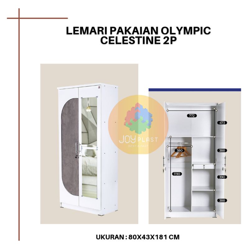 Lemari Pakaian 2 dan 3 Pintu Series Celestine Merk Olimpic