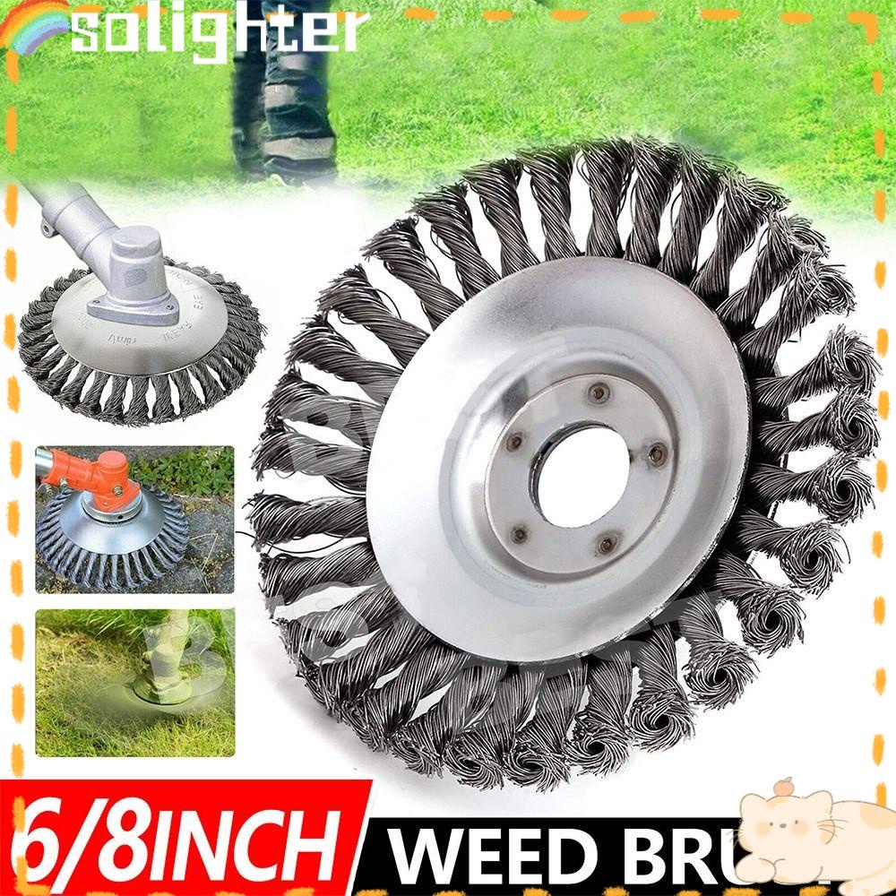 Solighter 6per8inci Kepala Mesin Potong Rumput Grass Steel Wire Wheel Perlengkapan Berkebun Sikat Gulma