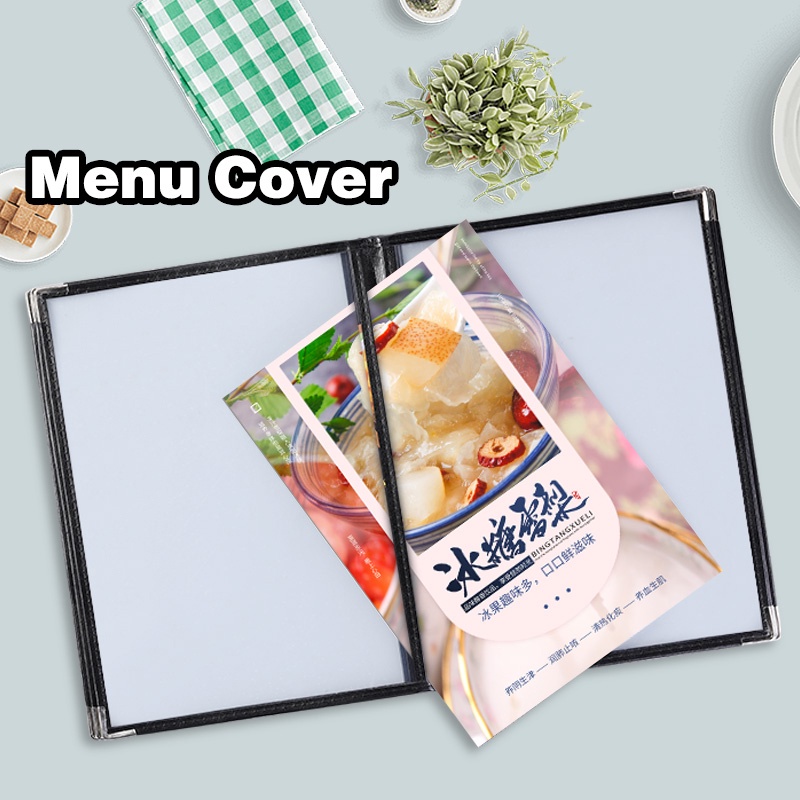 A4 Buku Menu Restoran Kulit Cover - Hitam - Menu Cover- Buku Menu Cafe