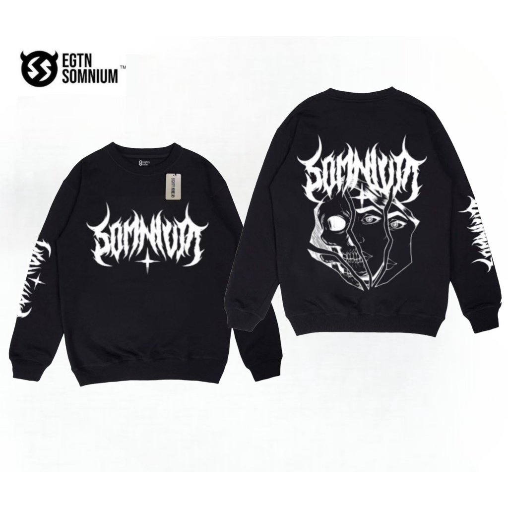 Sweater Crewneck Pria Metal Insomnia Pria Wanita Original Distro Eightynine Black- Sweater Crewneck Bahan Fleece tebal