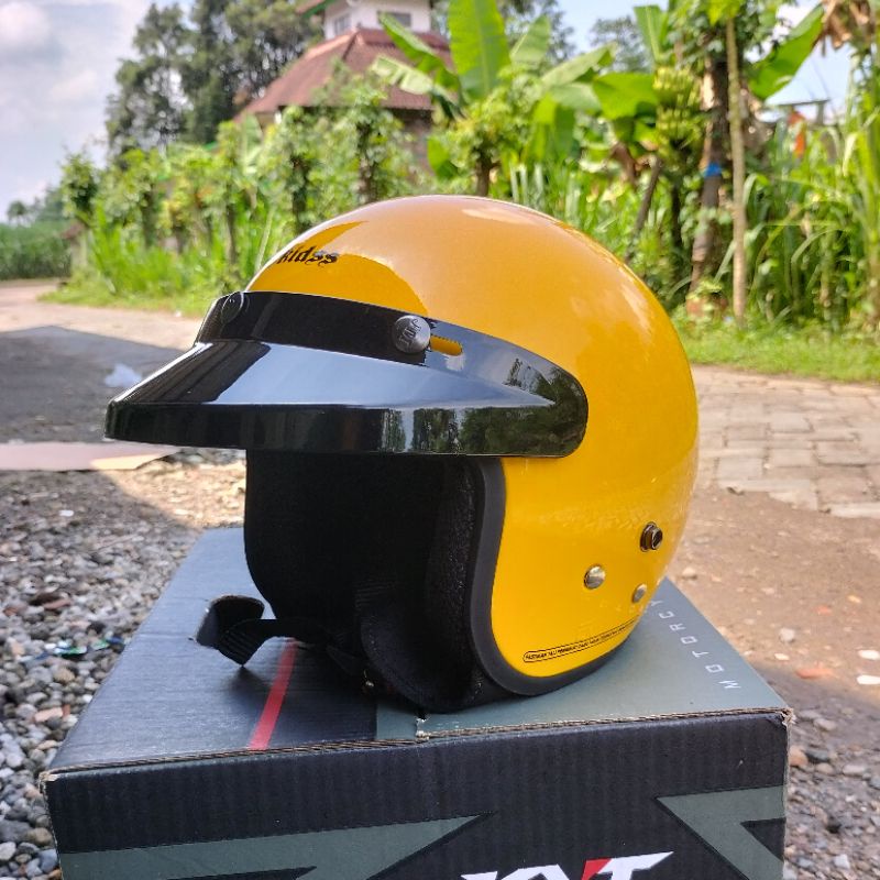 Helm Bogo Anak JM Carkidss Retro Junior Full Leher Kaca Datar Kaca Cembung Original Sni