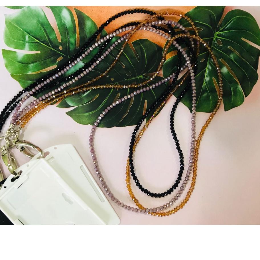 

오 Lanyard Kalung ID Card Karyawan Name Tag Kristal Ceko Trend !!
