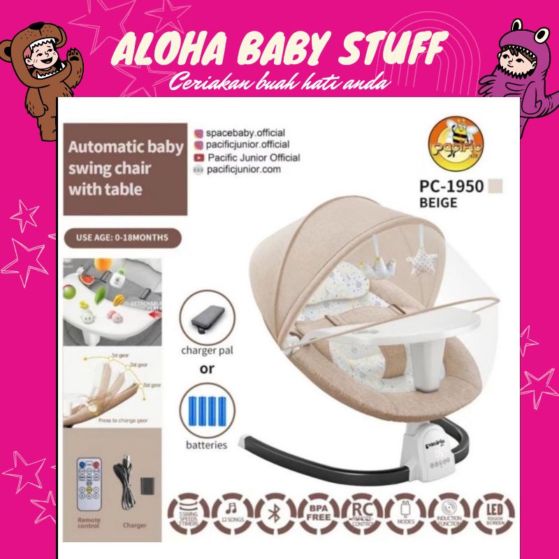 Baby swing chair Pacific PC 1950 bouncher kursi ayun bayi otomatis