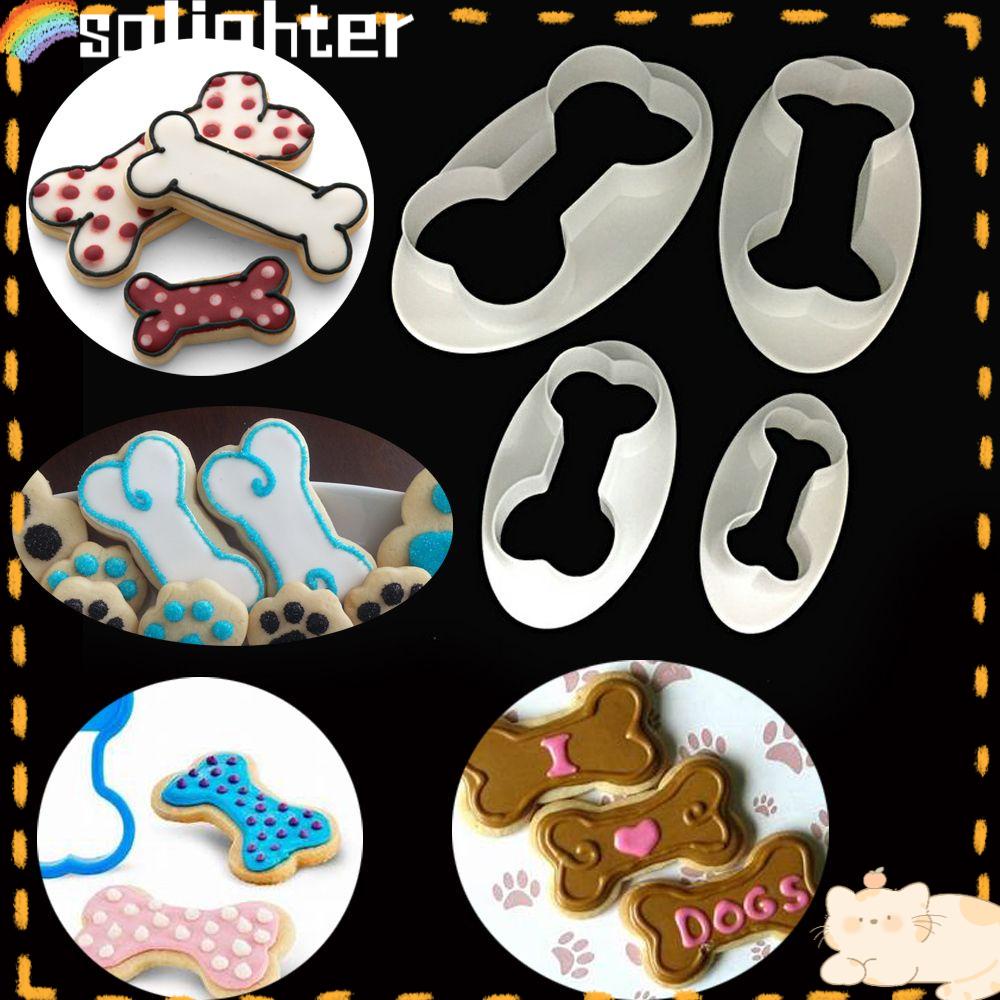 Solighter 4PCS Cetakan Kue Tulang Anjing DIY Alat Dapur Dekorasi Kue Sugarcraft Cookies Cutter