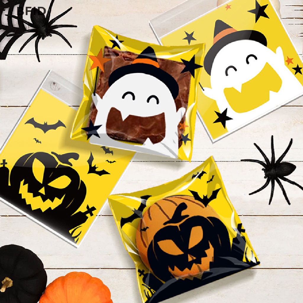 [BFID] 100pcs Halloween Candy Bag Gift Cookie Bags Biskuit Snack Kemasan Plastik [ID]