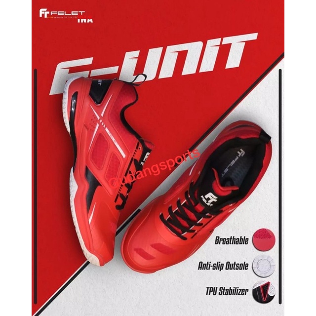 Sepatu Badminton Bulutangkis Felet F Unit Red Original