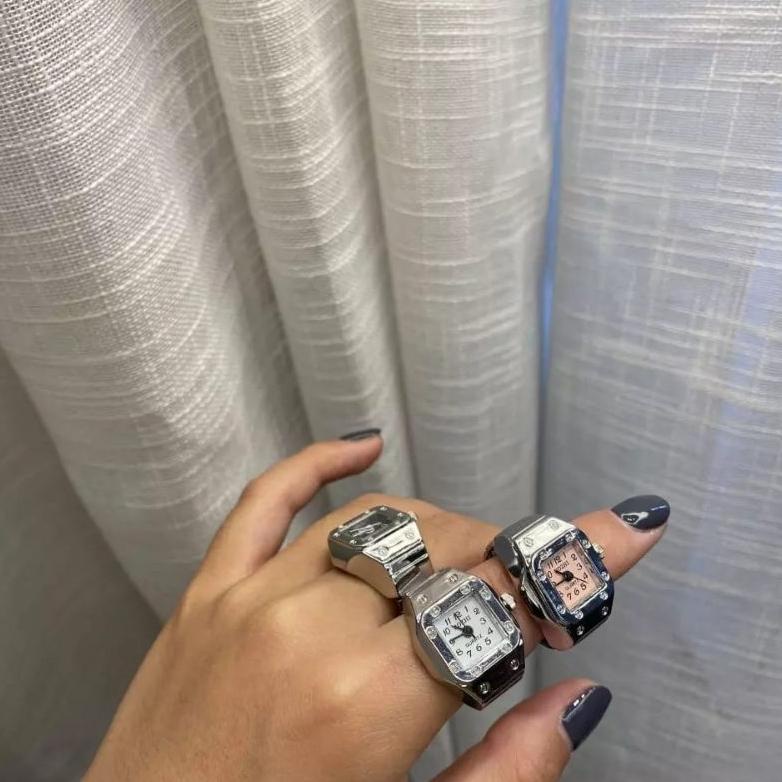 Hot Sale Cincin Jam unik pria /wanita, Jam cincin impor unik tahan air ring pegas stailes stell anti