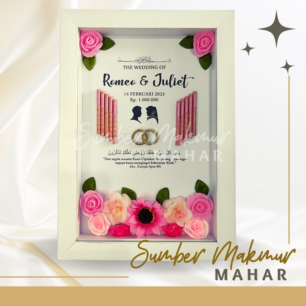 Mahar Pernikahan Bingkai  Simple Modern Rustic uk 20x30