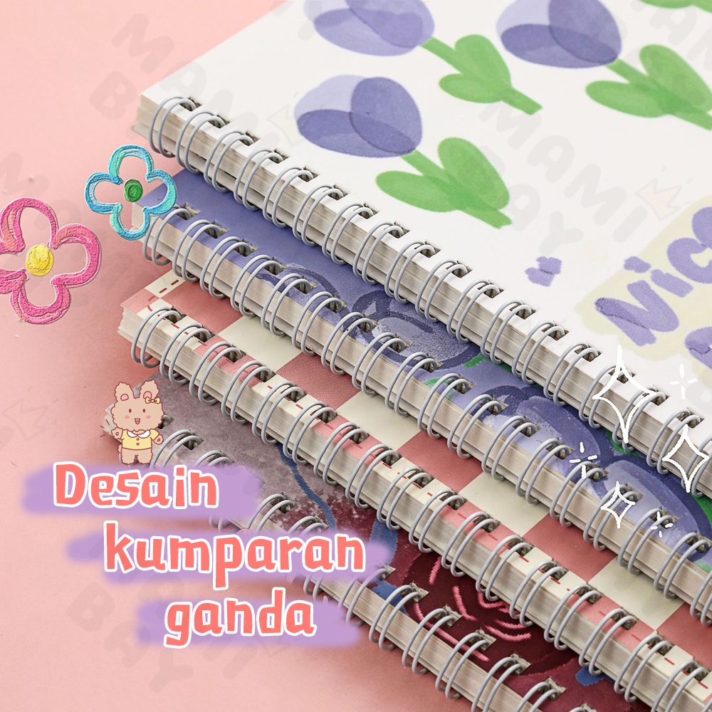 Mamibayi Buku Tulis Ring A5 60 Lembar Buku Catatan A5 Notebook Ring Motif Lucu