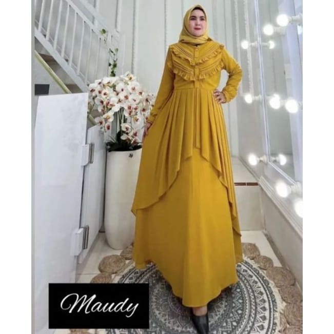 Gamis Wanita Terbaru 2023 Maudy Dress Ceruty Babydoll Full Furing Gamis Malaysia Baju Kondangan Wanita Kekinian