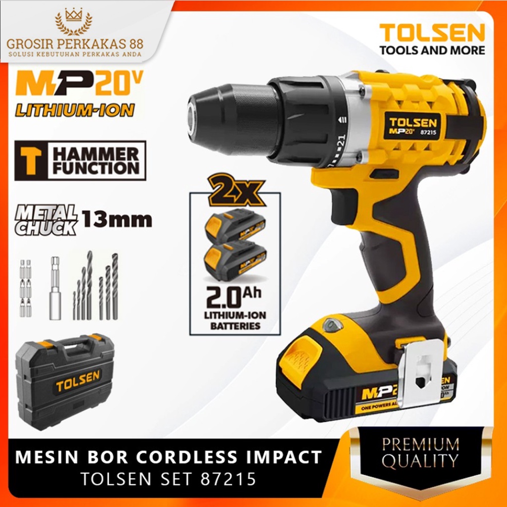 Bor Cordles Impact Cas Cordless Ces Bobok Tanpa Kabel Tolsen Baterai