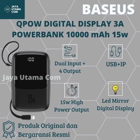 Baseus Powerbank 10000mAH Qpow Digital Display 3A Iphone/Type-C - PPQD