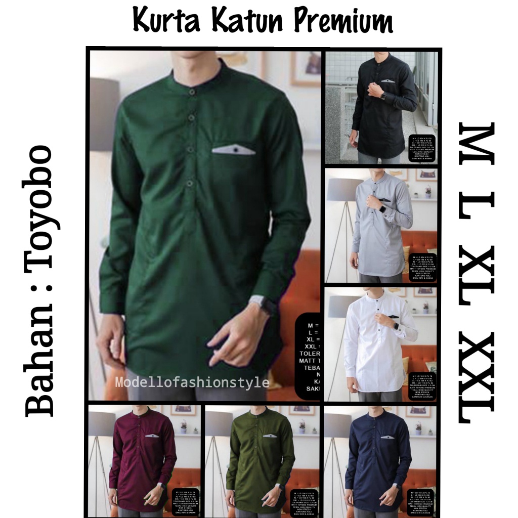 GALA - KOKO KEMEJA BAJU KURTA LENGAN PANJANG M L XL XXL JUMBO PREMIUM KATUN TOYOBO WARNA POLOS ABU A