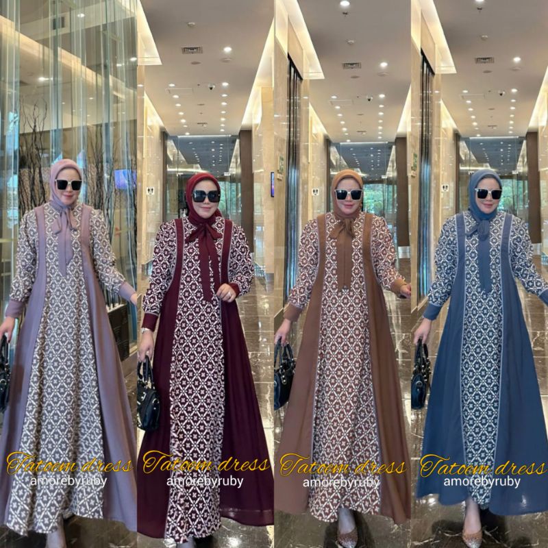 TATOEM DRESS AMORE BY RUBY ORI BAJU WANITA DRESS MUSLIM DRESS KONDANGAN BUSI GAMIS TERBARU GAMIS BUS