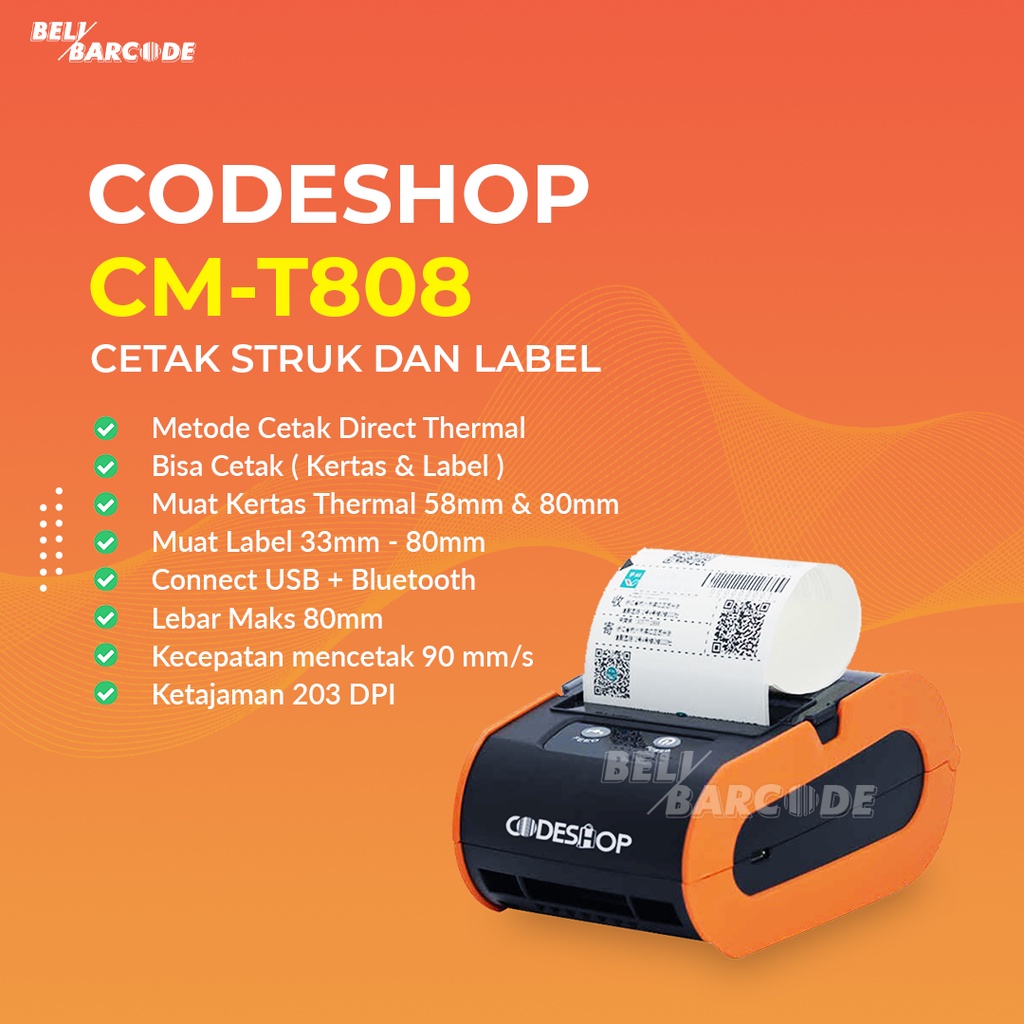 Printer Barcode Codeshop CMT 808 Usb Bluetooth