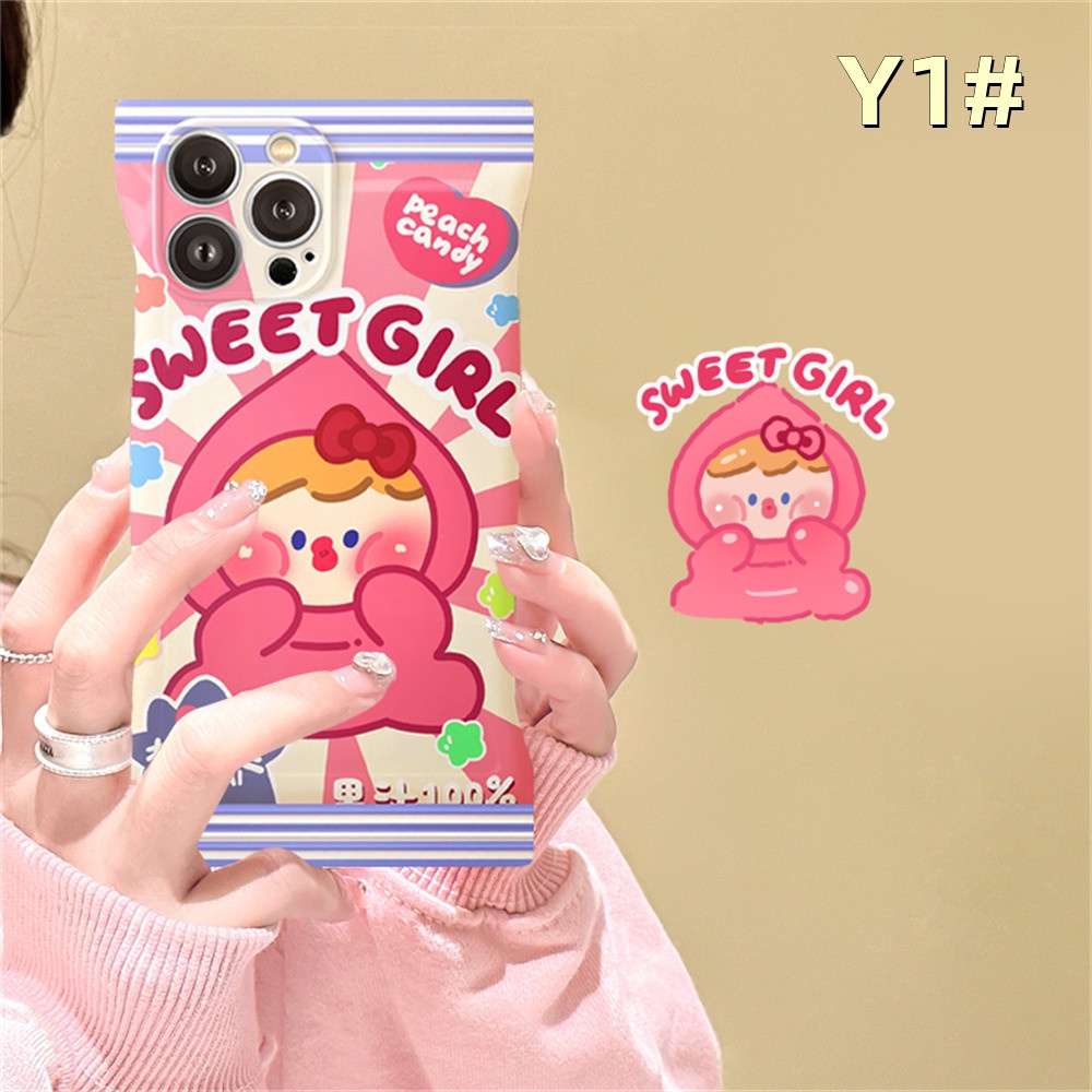 Cute Case OPPO A17 A57 2022 A77S A16 A16K A55 A95 A96 A76 A12 A1K A5s A15 A54 A7 A53 A3s A31 A92 F9 F11 Reno5 Kartun Peach Cewek TPU Soft Phone Cover