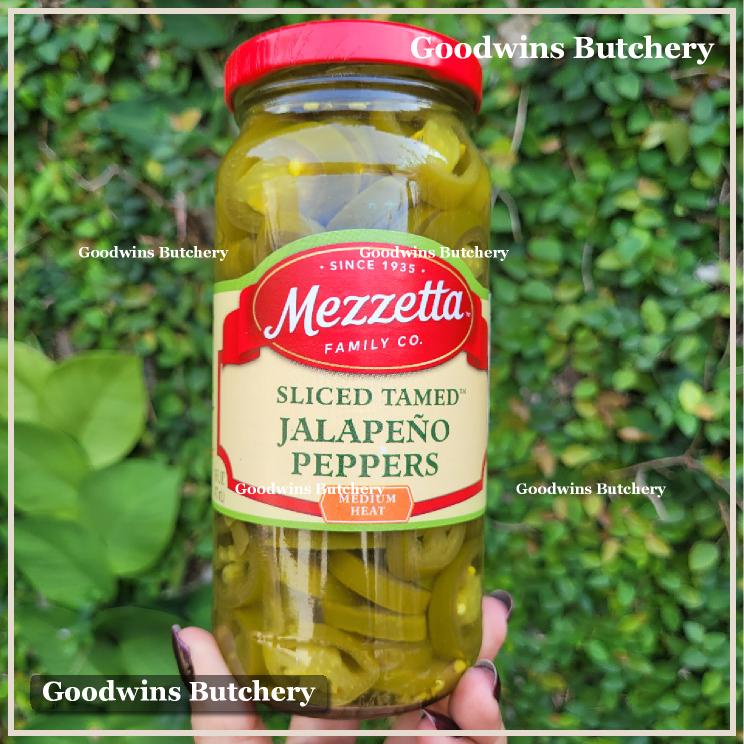 

Mezzetta JALAPENO PEPPERS sliced TAMED MEDIUM HOT 473g acar cabe