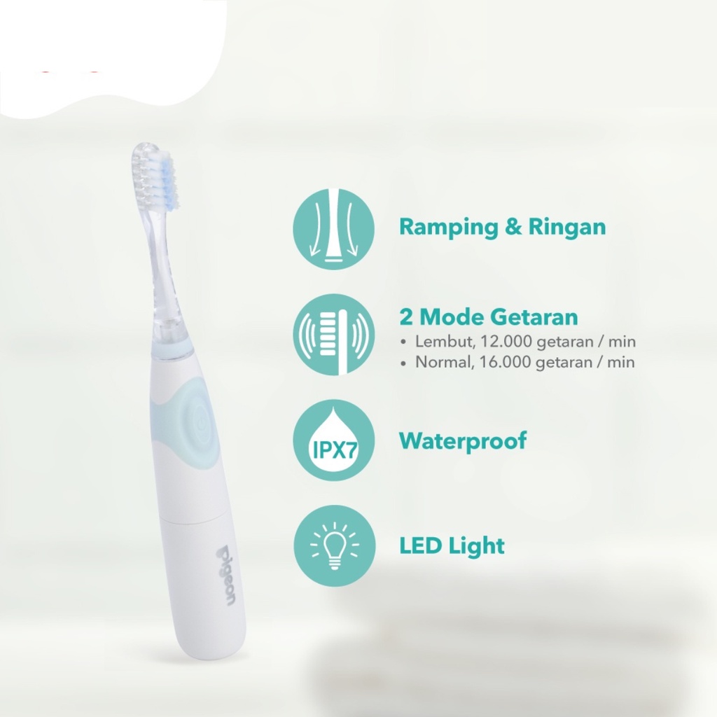 Pigeon Electric Finishing Toothbrush Sikat Gigi Elektrik 12m+