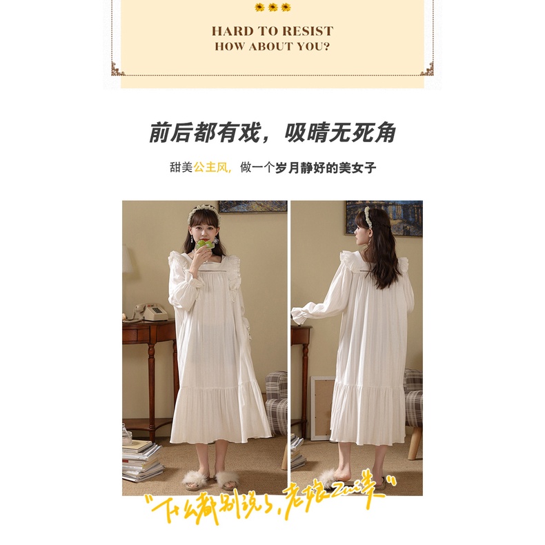 MR-01 dress piyama baju tidur wanita lengan panjang renda lolita putih import korea jepang