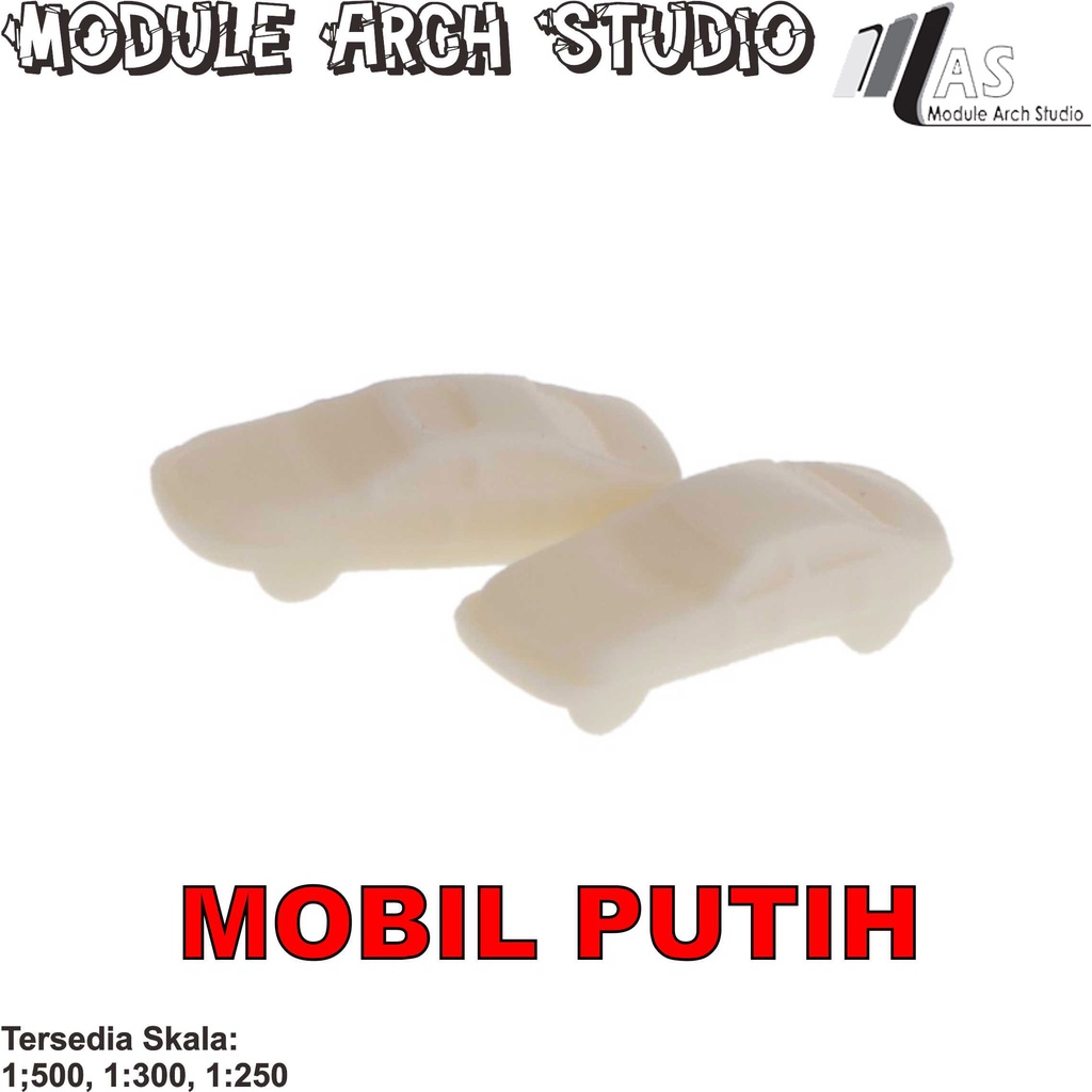 Maket Mobil Putih Skala  - Mobil Monochrome