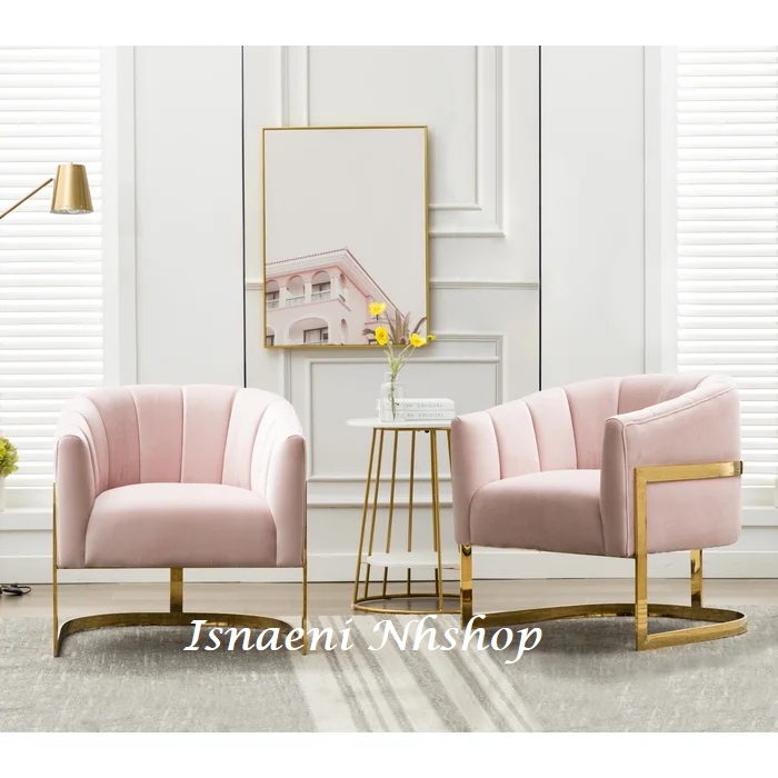 Modern Kursi Sofa Rangka Besi Gold Color/Kursi Sofa Ruang Tamu Minimalis/Salon/Cafe/Apartemen/hotel