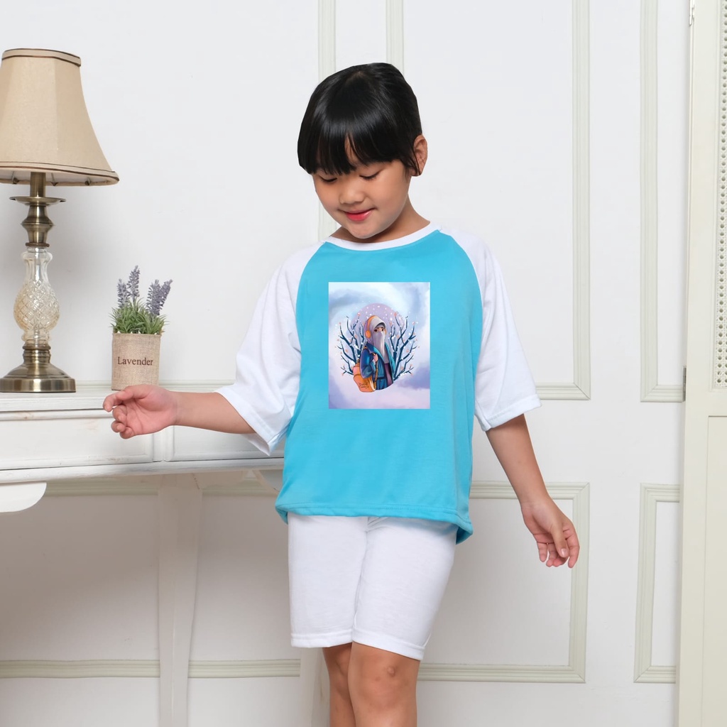 Hzl_outfit Set Baju Anak Perempuan 3/4 Sarah Badawy satu set baju dan celana pendek