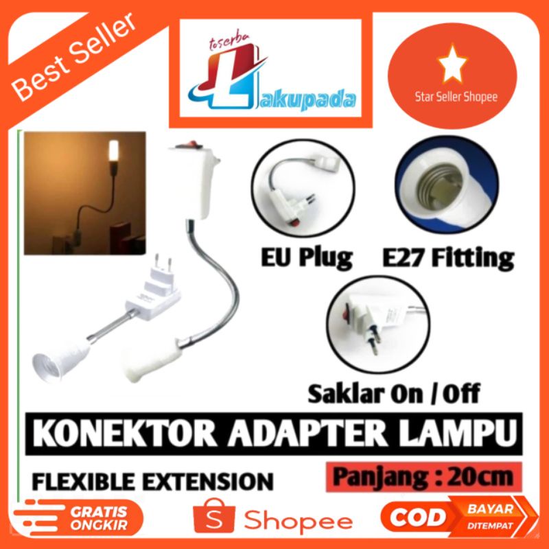 Adapter Fitting Portable Ekstensi Bohlam Lampu Fleksibel EU Plug