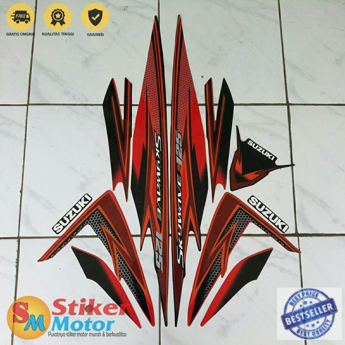 

TERLARIS | Striping sticker motor suzuki skywave 125 2008 hitam-merah