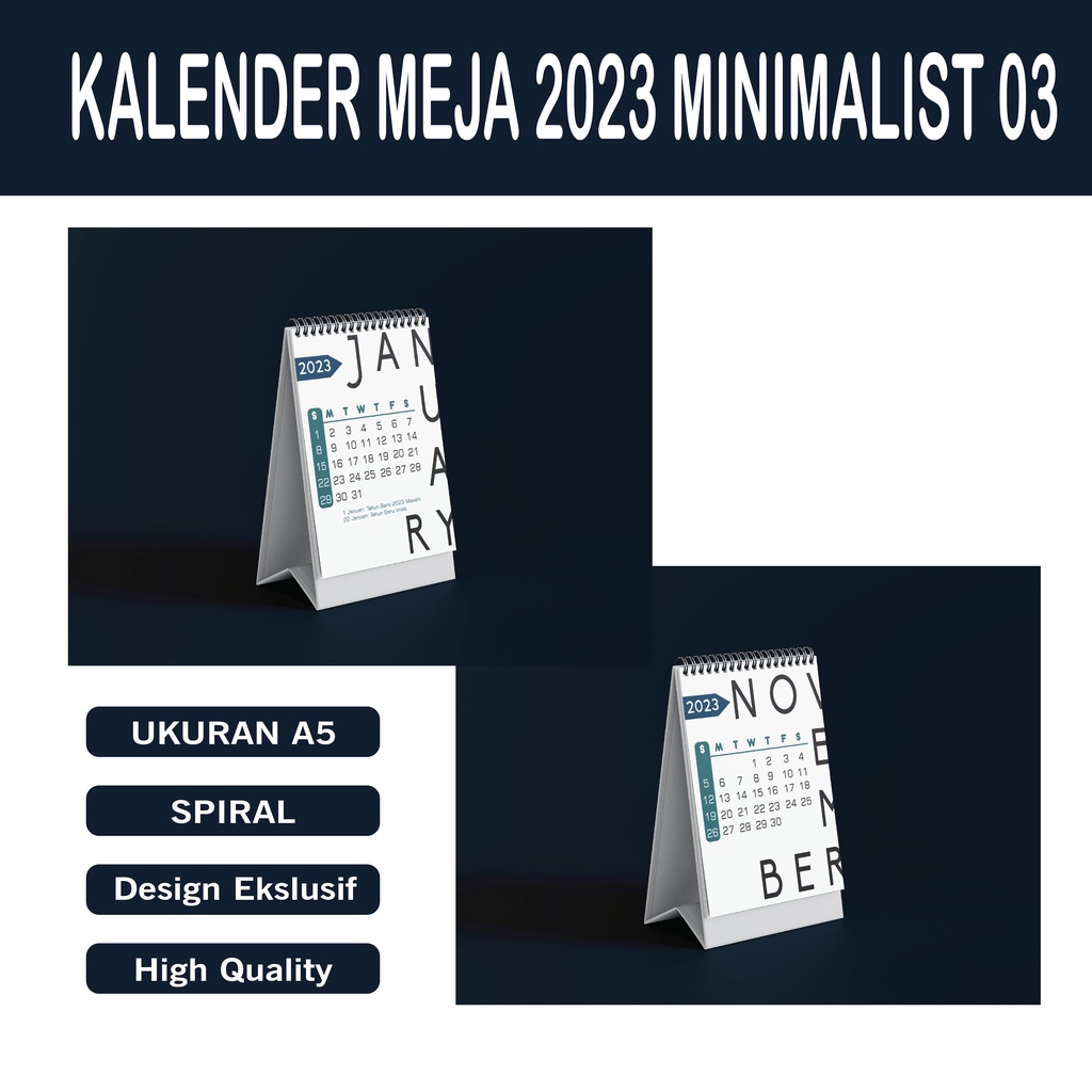 

KALENDER MEJA / DESK CALENDAR 2023 MINIMALIST 03 (POTRAIT)