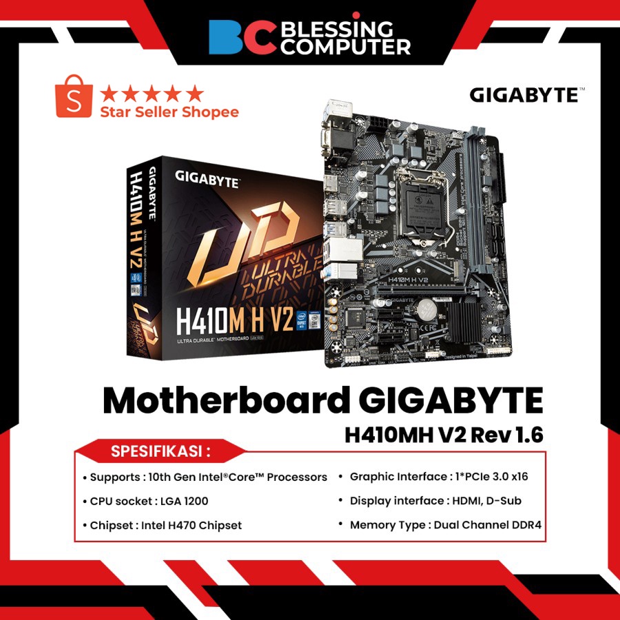 Motherboard GIGABYTE H410MH V2 Rev 1.6