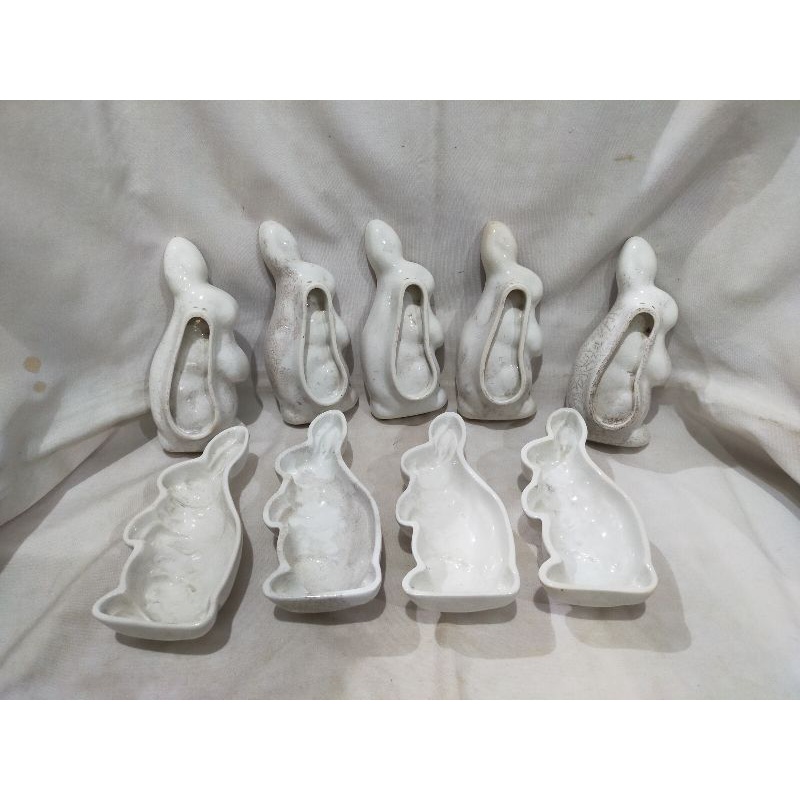 keramik cetakan puding kelinci antik vintage