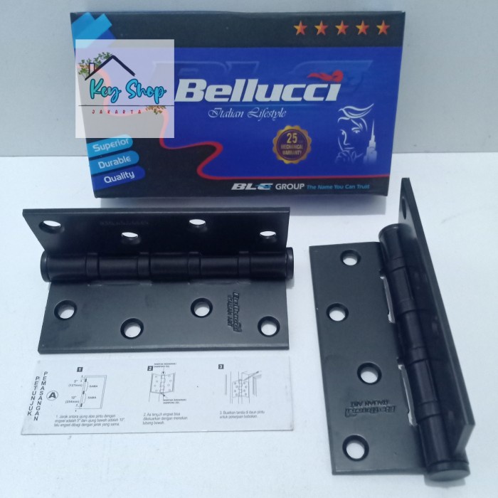 Engsel Engsel Pintu Rumah 4"Inch Bellucci Black New