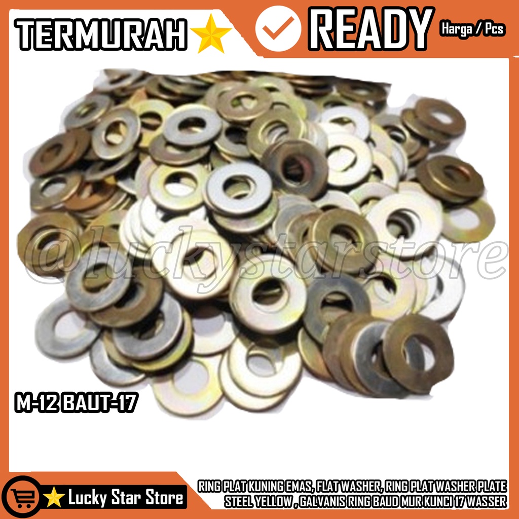 Jual Ring Plat Kuning Emas Lingkaran Cincin Ring Plat M Baut Flat Washer Ring Plat