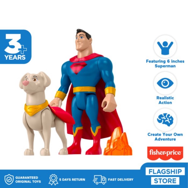 

Superman Berkualitas Krypto Figur Super-Pets Unik Fisher-Price DC of Mainan - League