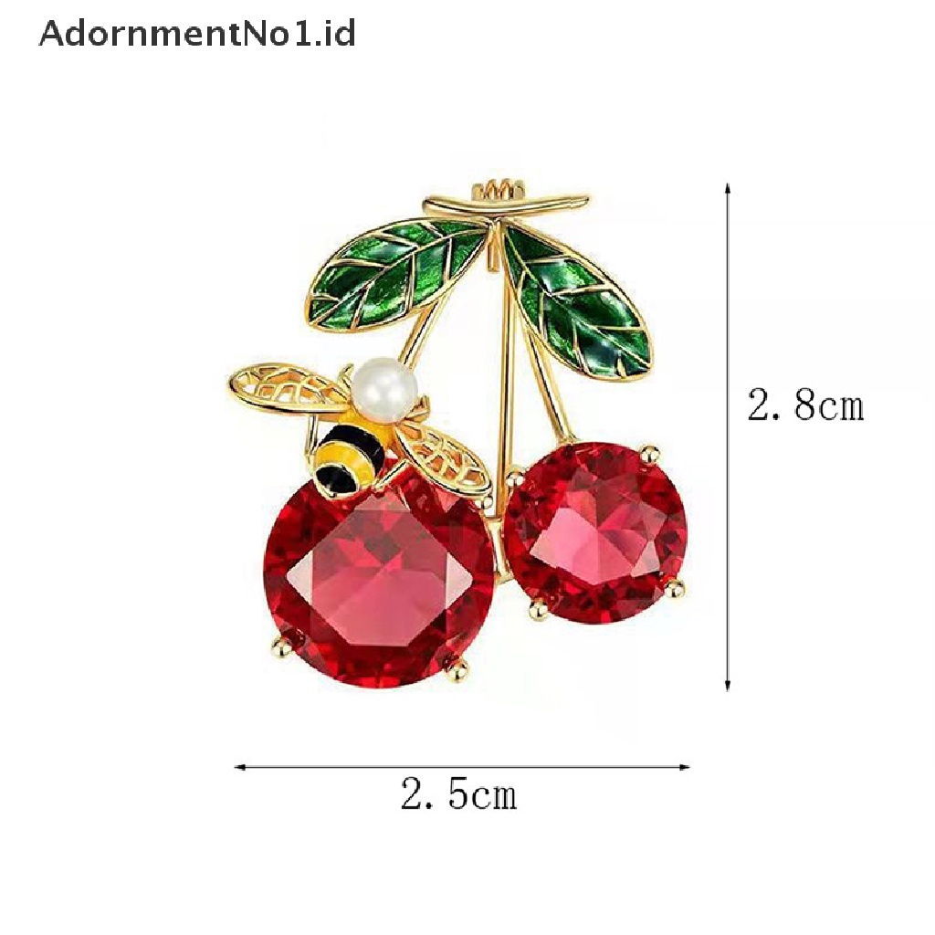 [AdornmentNo1] Bros Cherry Kristal Merah Untuk Wanita Enamel Klasik Buah Pernikahan Kasual Kantor Bros Pin Hadiah Perhiasan Gift [ID]