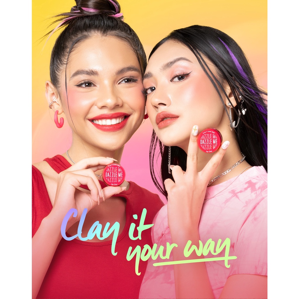 DAZZLE ME 2 in 1 Love Jam Lip Clay | Tahan Air Kepekatan Warna tinggi Lip Mud Dua Fungsi Soft Jelly Mousse Lipstik Cheek Blusher Velvety Matte Kosmetik Bibir ( YOU MAKEUPS OFFICIAL STORE )